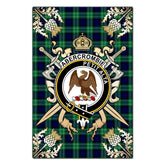 Clan Abercrombie Tartan Crest Black Garden Flag  - Gold Thistle  KO11 Clan Abercrombie Tartan Today